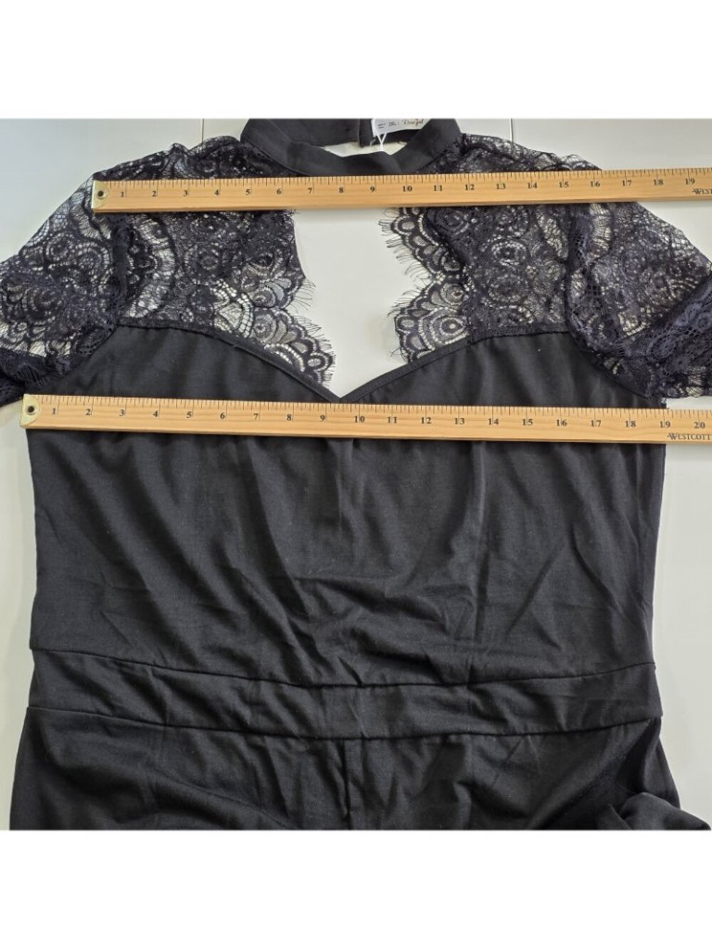 Rosegal Jumpsuit NWT Plus Size 2XL Black Eyelash Lace LS Wide Leg Evening Party - Picture 5 of 16